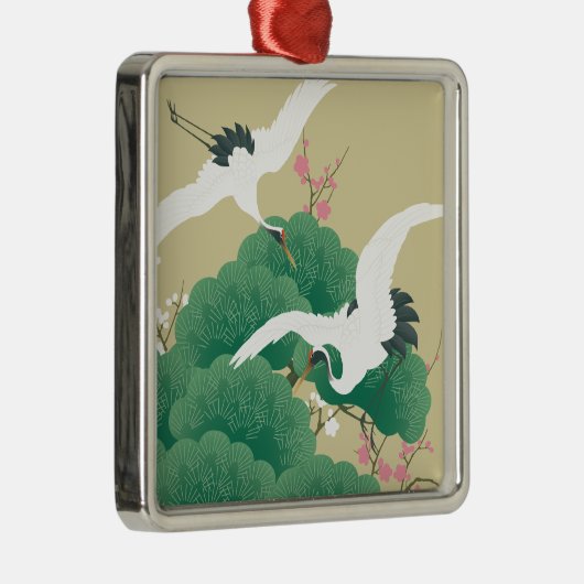 red-crowned crane metalen ornament (Rechts)