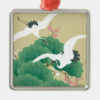 red-crowned crane metalen ornament