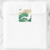 red-crowned crane vierkante sticker (Tas)
