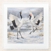 Red-crowned Cranes in Winter Glazen Onderzetter (Voorkant)