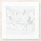 Red-crowned Cranes in Winter Glazen Onderzetter (Achterkant)