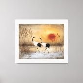 Red crowned cranes, watercolor artwork, canvas afdruk (Voorkant)