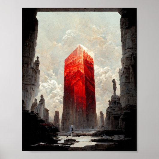 Red Crystal Fantasy Science Fiction Art Poster (Voorkant)