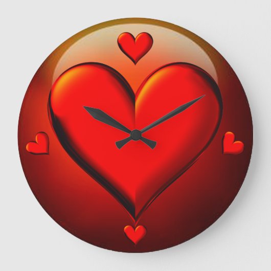 Red Crystal Hearts Grote Klok (Voorkant)