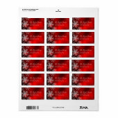 Red Crystal Snowflake Adresetiketten voor kerstmis Etiket (Full Sheet)