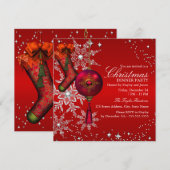 Red Crystal Snowflake kerstfeest 3 Kaart (Voorkant / Achterkant)