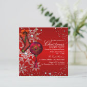 Red Crystal Snowflake kerstfeest 3 Kaart (Staand voorkant)