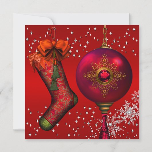 Red Crystal Snowflake kerstfeest 3 Kaart (Achterkant)