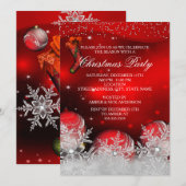 Red Crystal Snowflake kerstfeest Kaart (Voorkant / Achterkant)