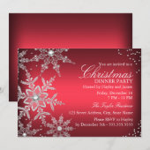 Red Crystal Snowflake kerstfeest Kaart (Voorkant / Achterkant)