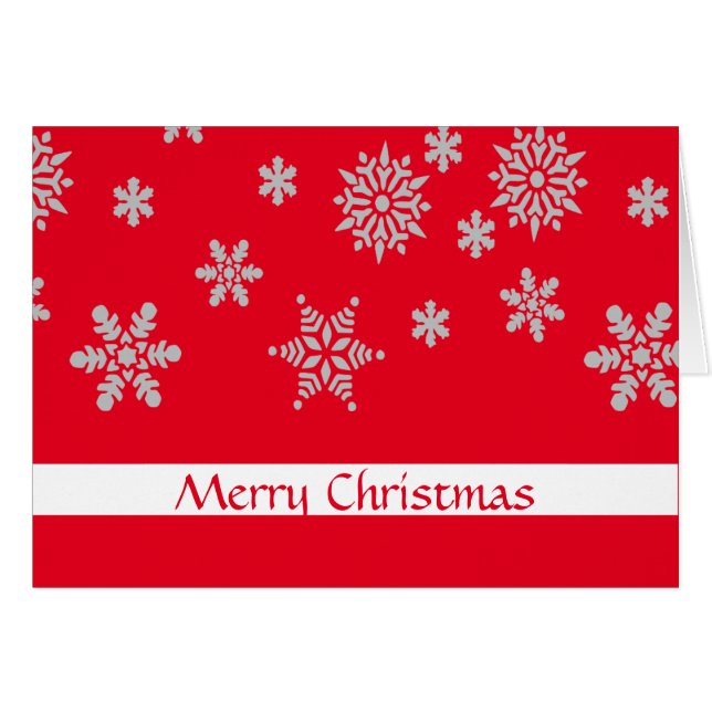 Red Crystal Snowflake White Badge Merry Kerstry (Voorkant Horizontaal)