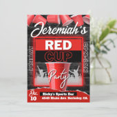 Red Cup Club | Flyer Stijl Grunge Verjaardag Kaart (Staand voorkant)