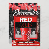 Red Cup Club | Flyer Stijl Grunge Verjaardag Kaart (Voorkant / Achterkant)