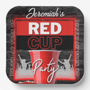 Red Cup Club   Flyer Style Grunge Birthday Papieren Bordje