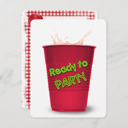 Red Cup Drink party Kaart (Voorkant / Achterkant)