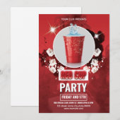 Red Cup Party Flyer Sjabloon | bewerkbare uitnodig Kaart (Voorkant / Achterkant)