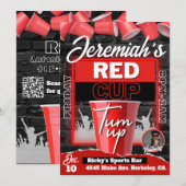 Red Cup Turn Up Grunge stijl Verjaardagsfeestfoto Kaart (Voorkant / Achterkant)