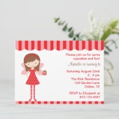Red Cupcake Fairy Birthday Party Invitation Kaart (Staand voorkant)