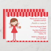 Red Cupcake Fairy Birthday Party Invitation Kaart (Voorkant / Achterkant)