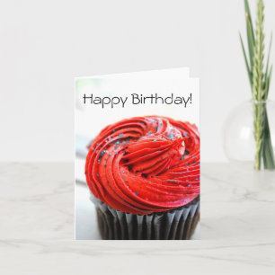 Red Cupcake-foto Happy Birthday-kaart Kaart