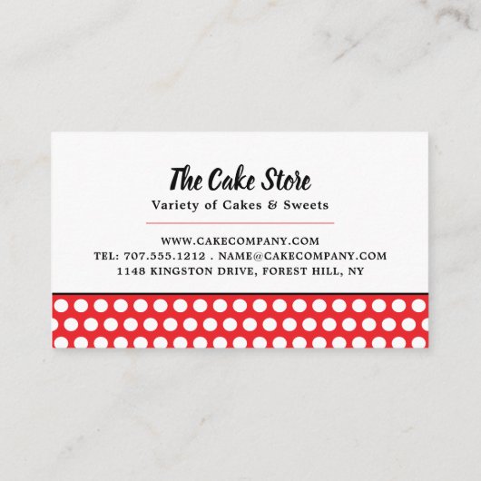 Red Cupcake & Polka Dot, Cake Maker, Cake Store Visitekaartje (Achterkant)