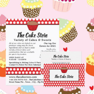 Red Cupcake & Polka Dot, Cake Maker, Cake Store Visitekaartje