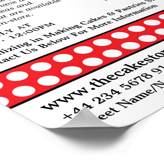 Red Cupcake & Polka Dot, Cake Store Adverteren Poster (Hoek)