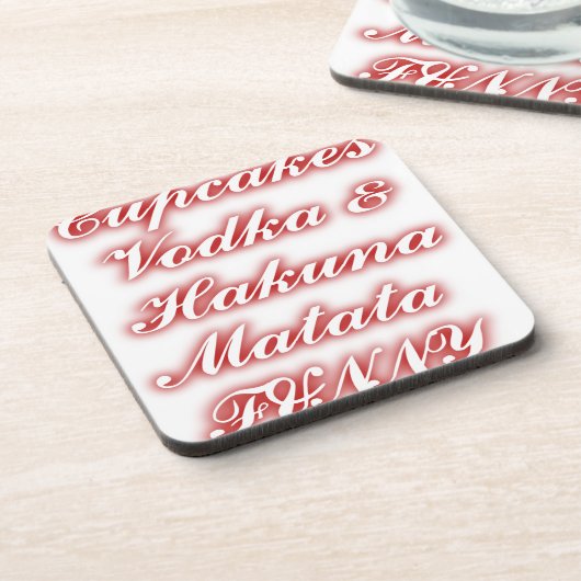 Red Cupcakes Vodka Hakuna Matata FUNNY. Bier Onderzetter (Linkerzijde)