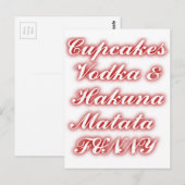 Red Cupcakes Vodka Hakuna Matata FUNNY. Briefkaart (Voorkant / Achterkant)