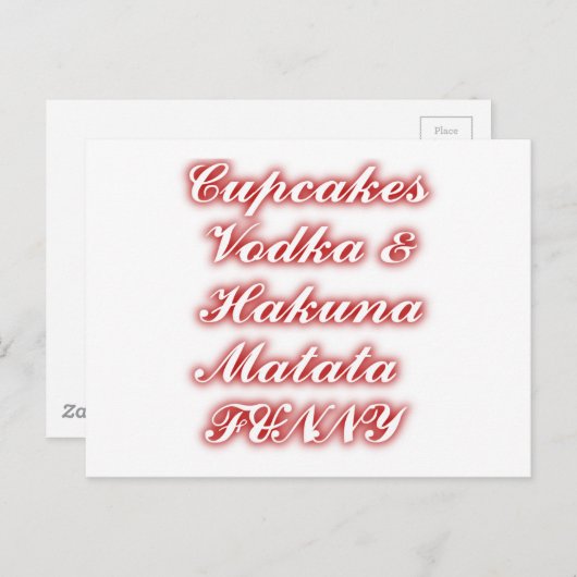 Red Cupcakes Vodka Hakuna Matata FUNNY. Briefkaart (Voorkant / Achterkant)