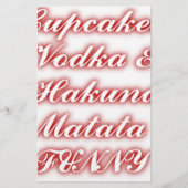Red Cupcakes Vodka Hakuna Matata FUNNY. Briefpapier (Voorkant)