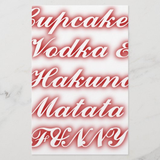 Red Cupcakes Vodka Hakuna Matata FUNNY. Briefpapier (Voorkant)