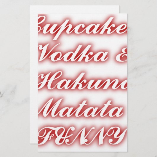 Red Cupcakes Vodka Hakuna Matata FUNNY. Briefpapier (Voorkant / Achterkant)