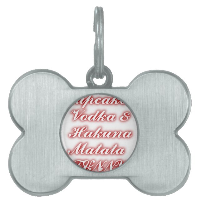 Red Cupcakes Vodka Hakuna Matata FUNNY. Huisdieren Naamplaatje (voorkant)