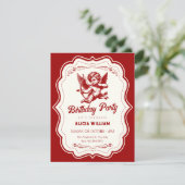 Red cupid angel birthday kaart (Staand voorkant)