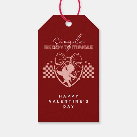 Red Cupid Singles Valentijnsdag Party Cadeaulabel (Voorkant)