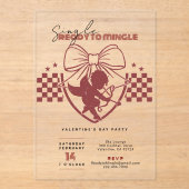 Red Cupid Singles Valentijnsdagfeest Acryl Uitnodigingen (Voorkant)