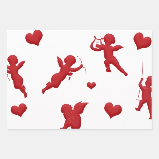 Red Cupid Valentijnsdag Inpakpapier Vel (Voorkant 2)