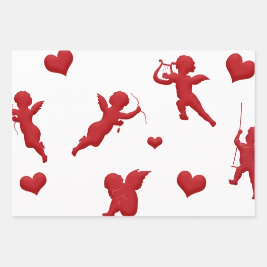 Red Cupid Valentijnsdag Inpakpapier Vel (Voorkant)