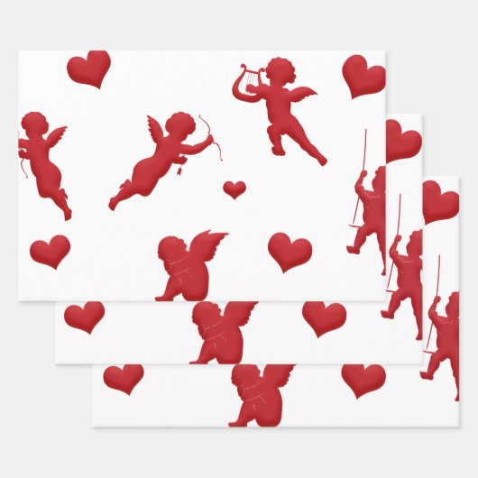Red Cupid Valentijnsdag Inpakpapier Vel (Set)