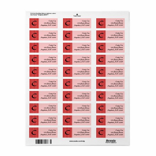 Red Curl Pattern Etiket (Full Sheet)