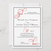 Red Curly Script God is Liefde Christelijk Bruilof Kaart (Voorkant)