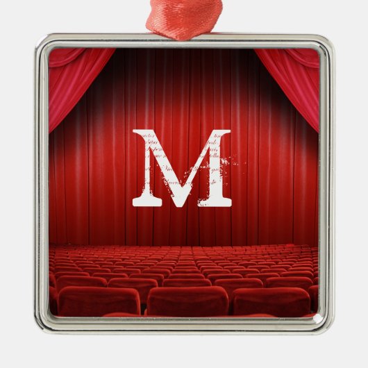 Red Curtain Theater Monogram Initiaal Ornament (Voorkant)