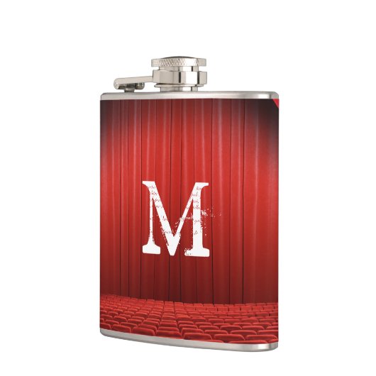 Red Curtain Theater Monogram Whiskey Flask Heupfles (Links)