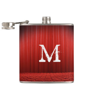 Red Curtain Theater Monogram Whiskey Flask Heupfles