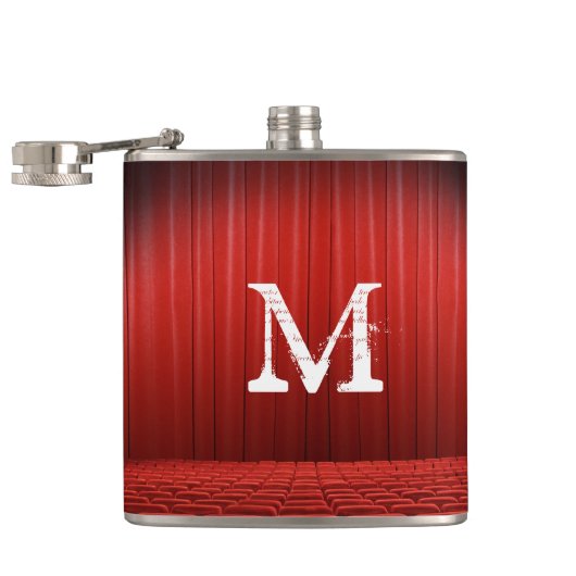 Red Curtain Theater Monogram Whiskey Flask Heupfles (Geopend)