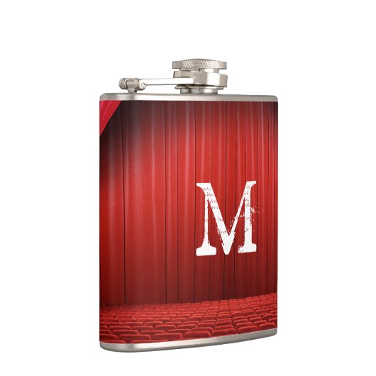Red Curtain Theater Monogram Whiskey Flask Heupfles (Rechts)