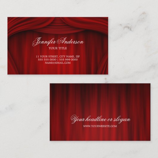 Red Curtains theaterwerkgebied visitekaartje (Voorkant / Achterkant)