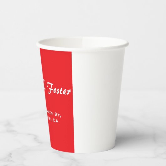 Red Curve Brush Script Elegant Minimalistisch Mode Papieren Bekers (Links)