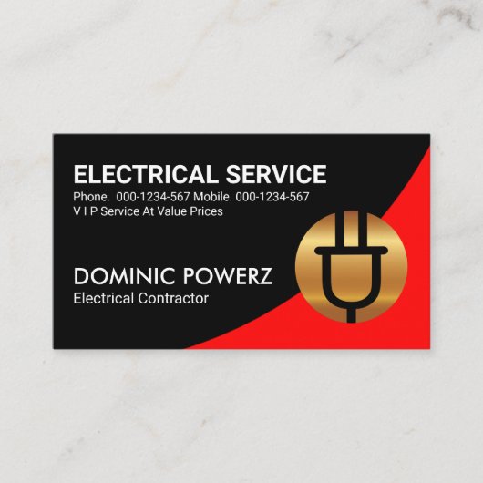 Red Curve Gold Power Plug Visitekaartje (Voorkant)